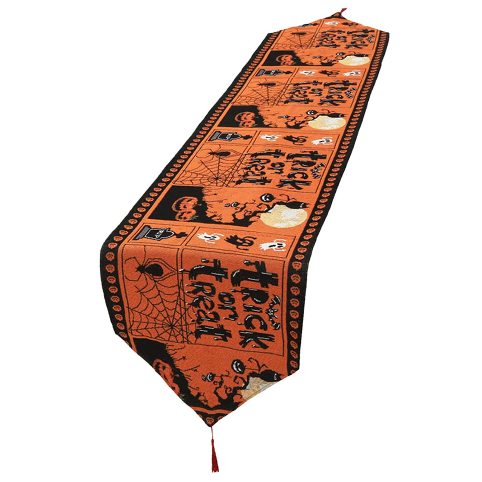 Jazuaiao Halloween Table Runner Embroidery Pumpkin Bat Dinner Runners for Indoor Outdoor Parties Home Decoration Halloween Runner