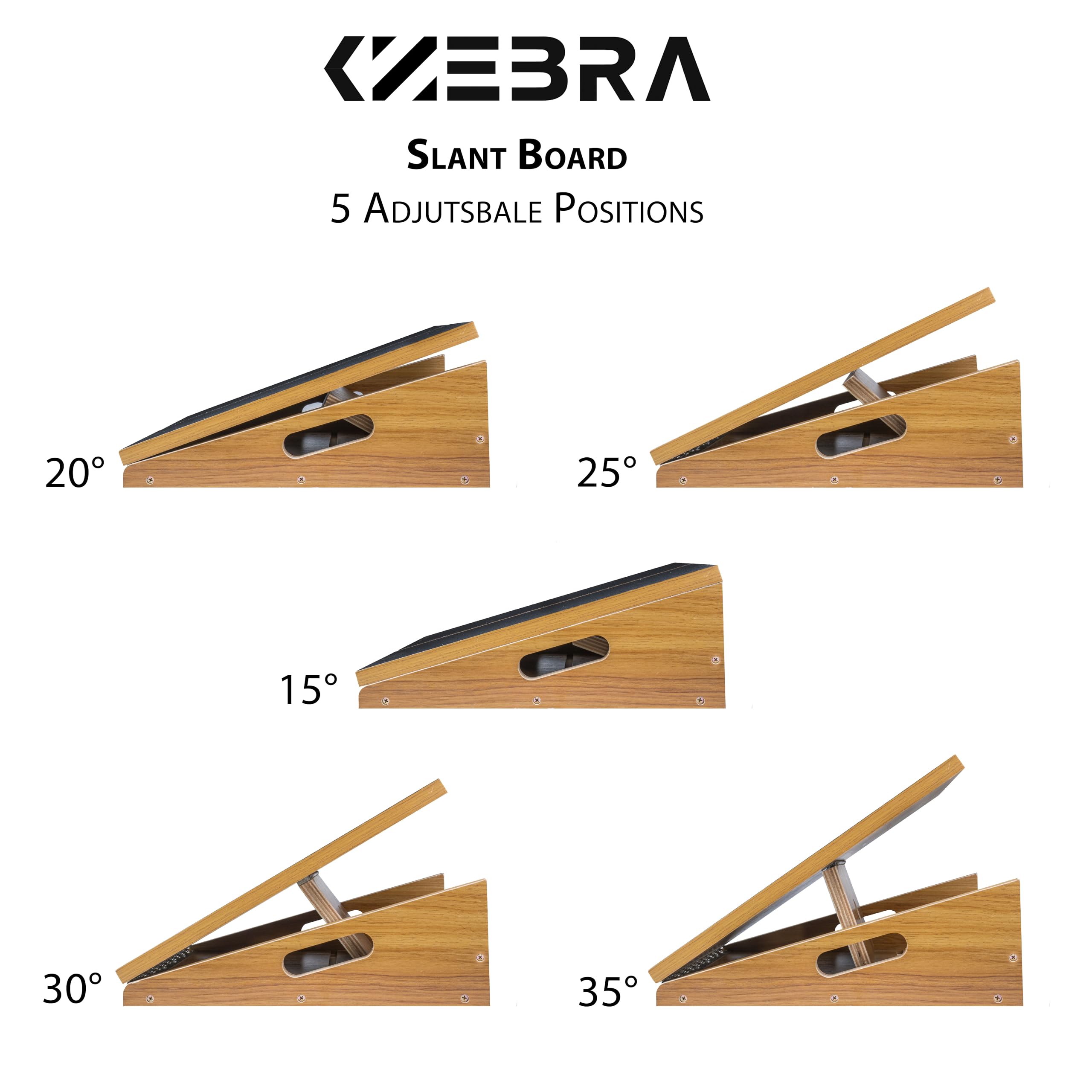 Tabla inclinada de madera, tabla inclinada ajustable y estirador de pantorrilla, tabla elástica de pantorrilla, diseño de mango lateral extra para portabilidad