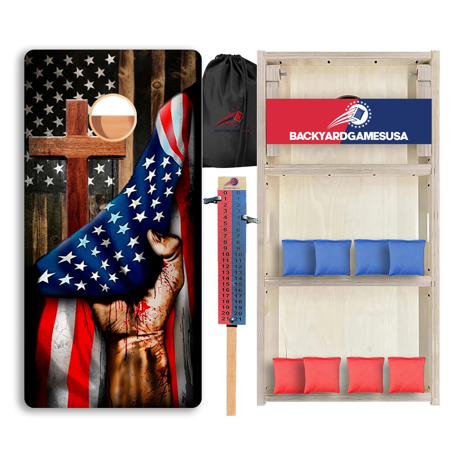 CornholeGamesUSA Pro Cornhole Boards Set | Made in USA | 3/4 Baltic Birch | No Bounce | Triple Thick Legs | Two Brace & Handles, Tournament 2x4