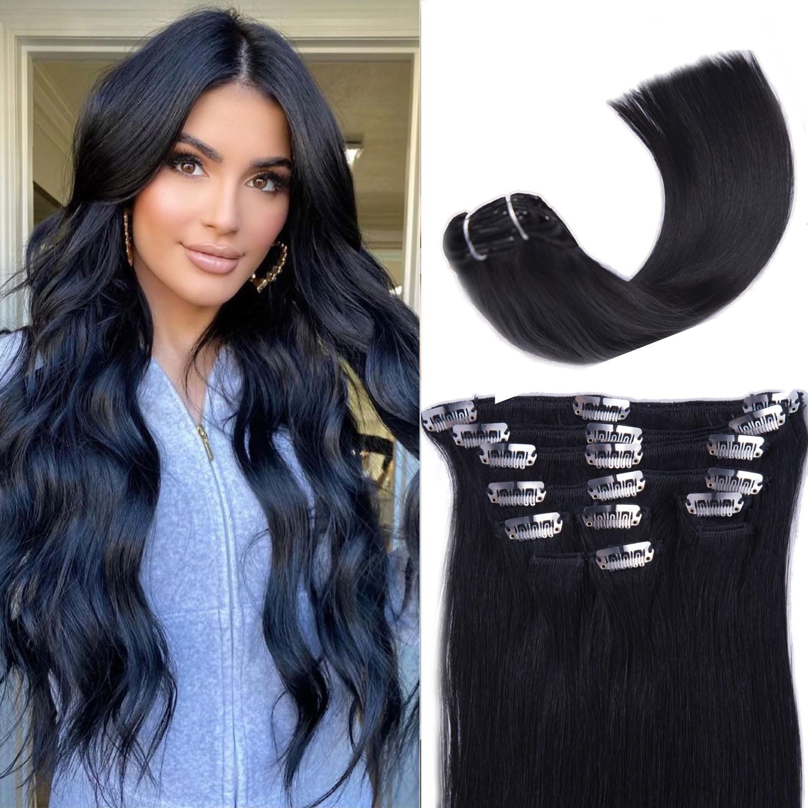 Amazon.com : ManeMajesty Clip in Hair Extensions Real Human  display picture 1