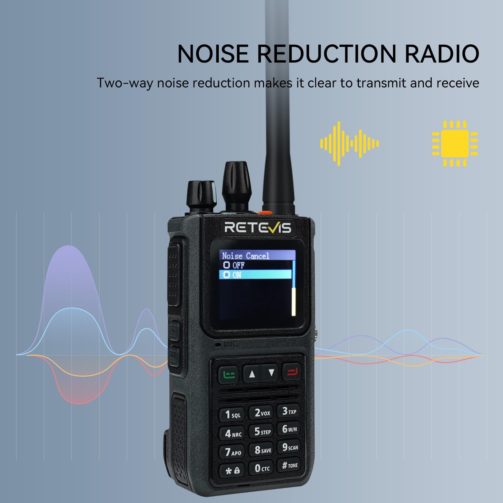 Retevis C1 Walkie Talkie Profesjonalne, Wodoodporne Krótkofalówki Dalekiego Zasięgu z Mikrofonem, Dual Band, Alarm Awaryjny, VOX, Akumulator Walkie Talkie 1800 mAh dla Logistyki (Czarny, 2 Szt)
