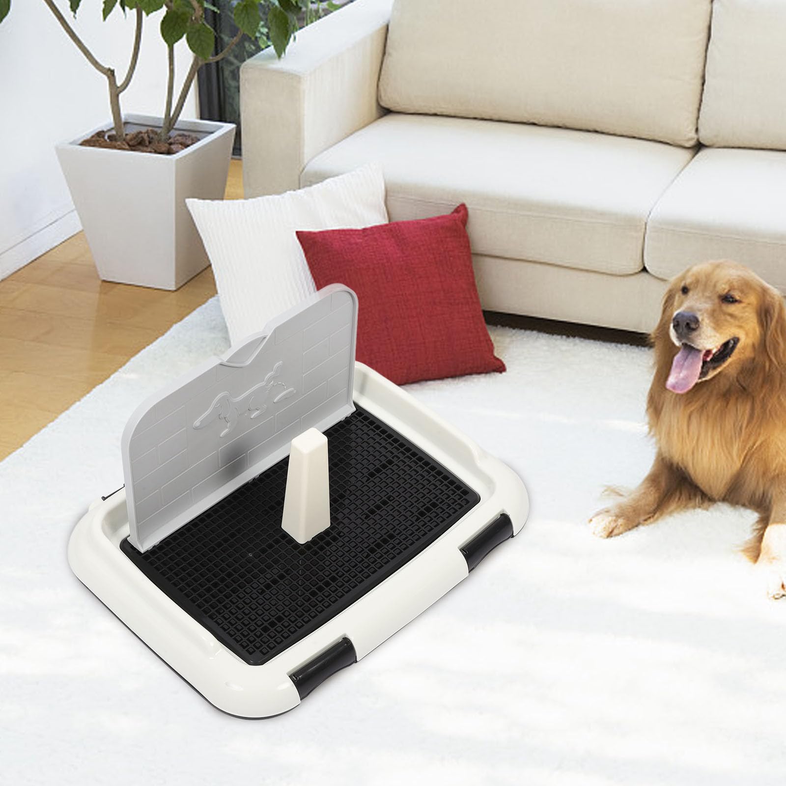 Toilette pour Chiens D’intérieur Anti-glisse en Plastique Noir, Grand