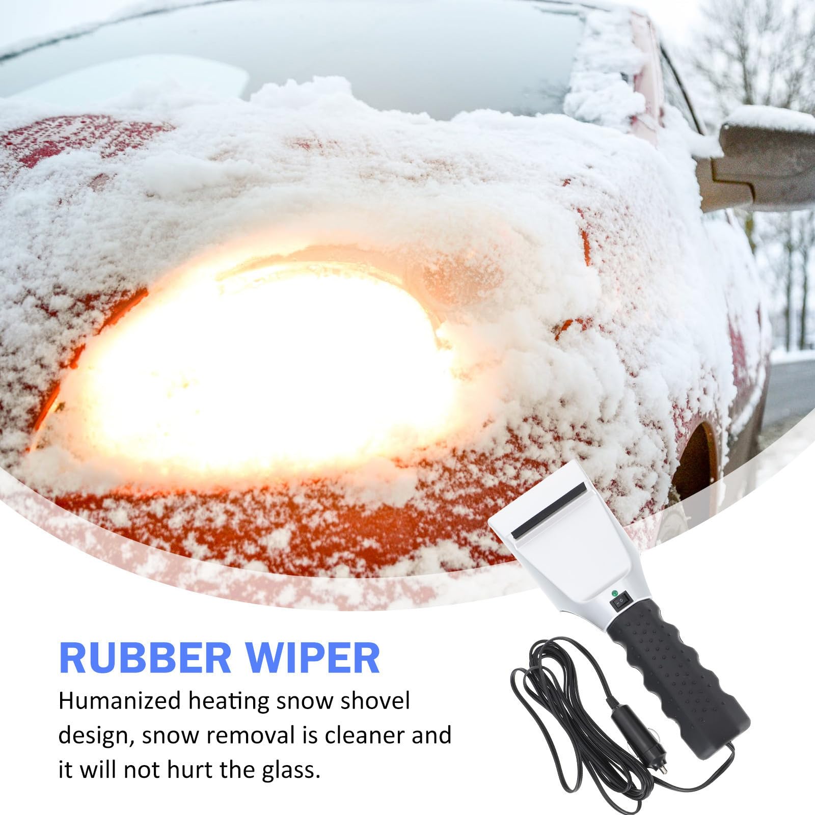 DOITOOL 5 Pezzi Raschietto per Ghiaccio Riscaldato 12v per Parabrezza Auto Impugnatura Confortevole e Componenti in Plastica e Metallo per Rimozione Neve e Ghiaccio