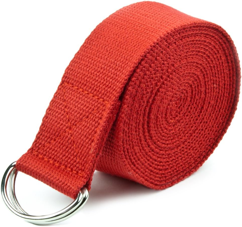 10-Foot Extra-Long Cotton Yoga Strap with Metal D-Ring by Crown Sporting Goods (Red) : Sports & Outdoors