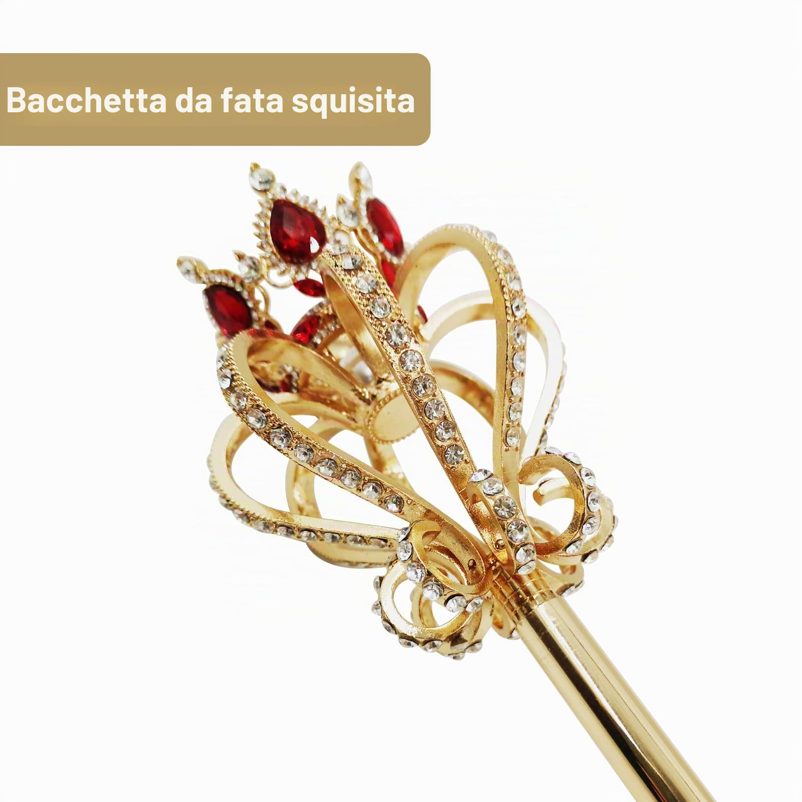 Regina Re Scettro Strass Fata Principessa Bacchetta Giochi di Ruolo Puntelli Accessori per Costumi da Sposa per Feste (19,7 Pollici, 7 Once) (Rosso)