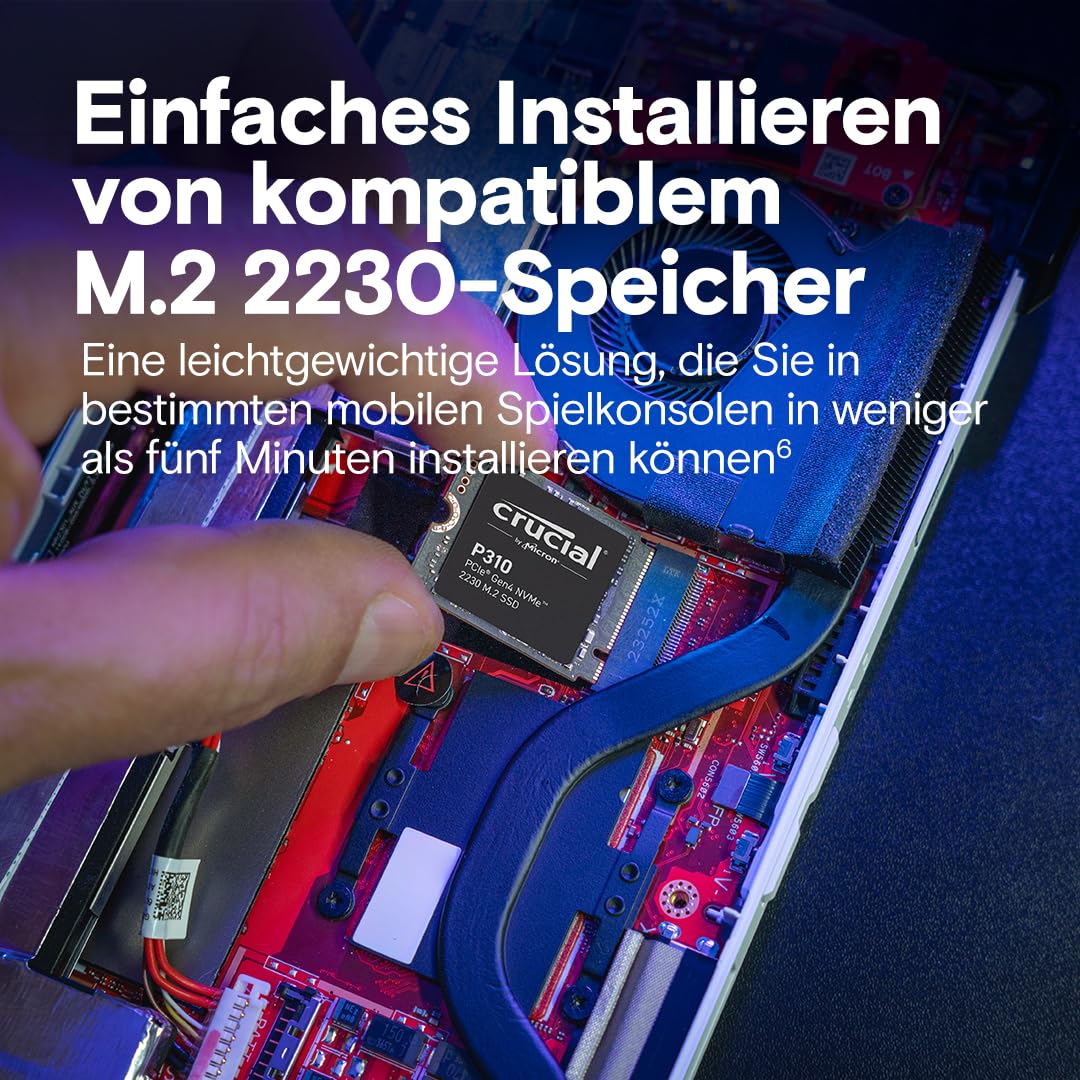 Crucial P310 SSD 2TB M.2 2230 PCIe Gen4 NVMe, bis 7.100 MB/s, mit Steam Deck, ASUS ROG Ally, MSI Claw & Microsoft Surface kompatibel - CT2000P310SSD2