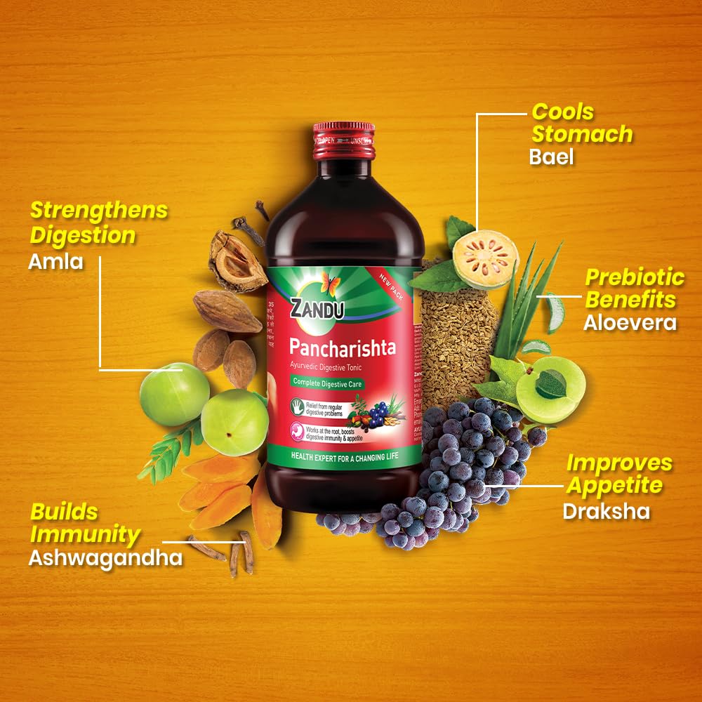 Zandu Pancharishta | Ayurvedic Tonic for Digestion, Acidity, Constipation and Gas Relief, Helps Improve Digestive Immunity, 450ml 3