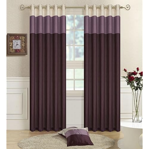 Cream And Purple Curtains Amazon Co Uk