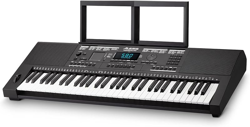 Harmony 61 Pro - Piano con teclado de 61 teclas con respuesta táctil ajustable, USB Midi, 580 sonidos, panel táctil X/Y Performance con efectos estilo DJ