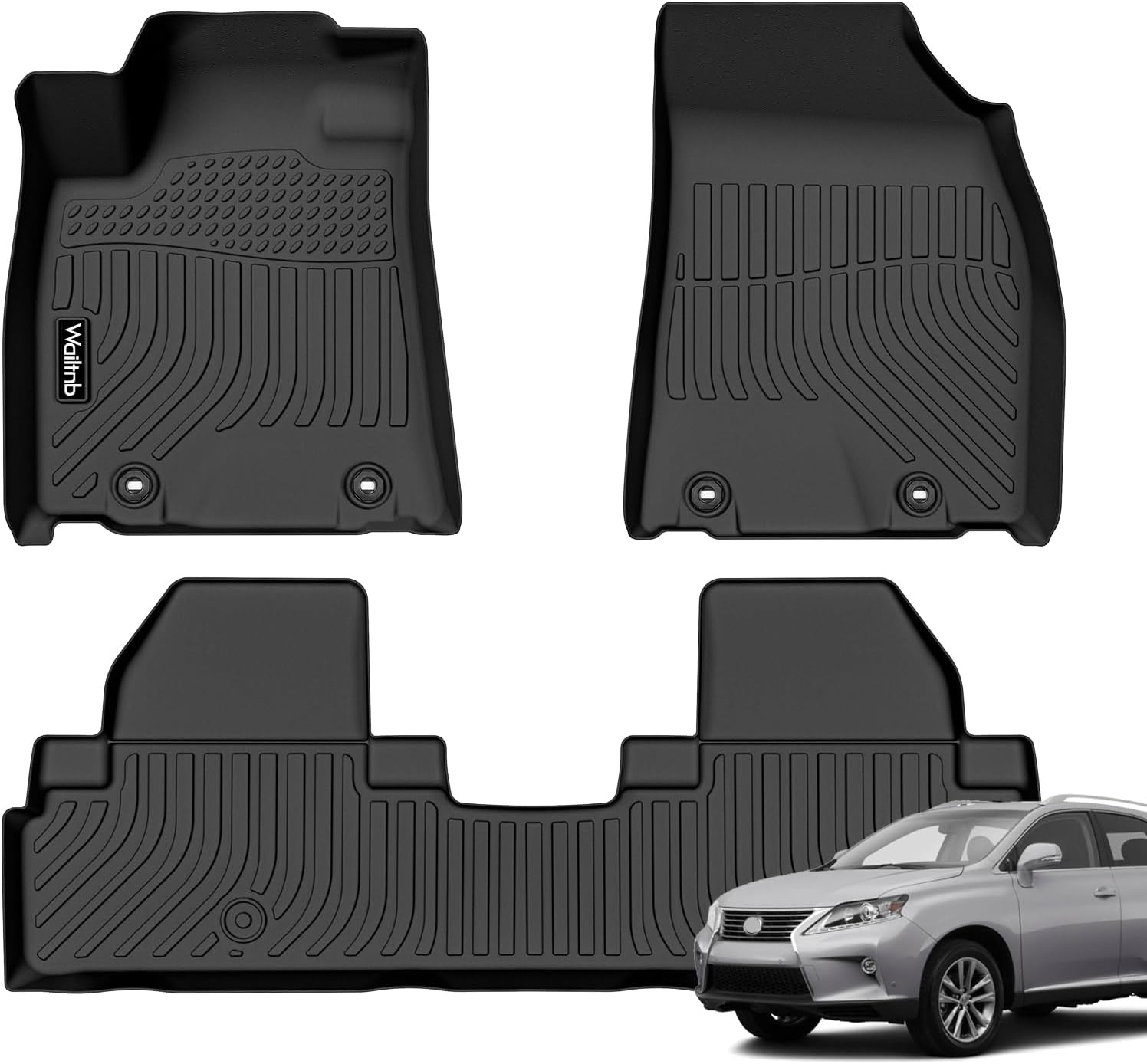 Car Floor Mats Custom Fit for RX 2009-2015 All Weather Floor Mats for 2009-2015 RX Full Set TPE Waterproof Non-Slip Durable Floor Liners Fits Front& 2nd Row Black Accessories