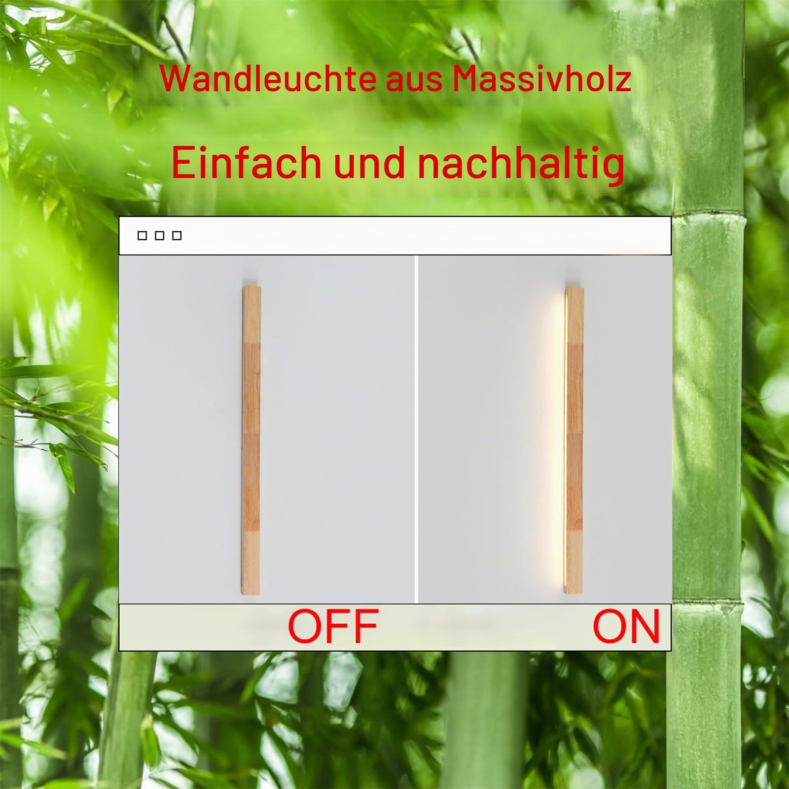 Dimmbar LED Wandleuchte Innen Holz Wandlampe Lange 2700K/4500K/6500K Lampe Modern Wandbeleuchtung Für Schlafzimmer Wohnzimmer Flur Treppenhaus Innenbeleuchtung Nachtlampe (Holz,120CM)