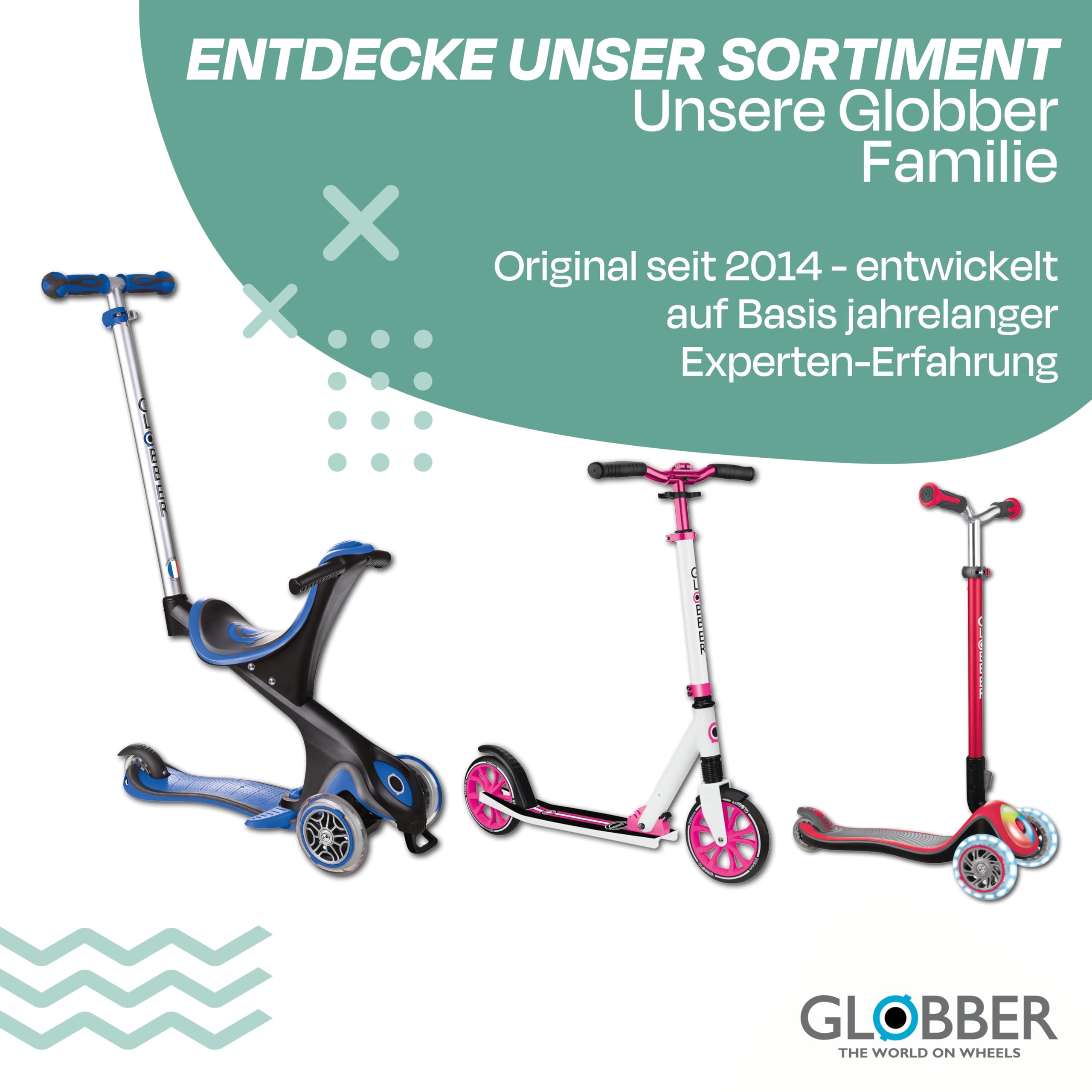 GLOBBER Explorer Trike 4in1 Pro in Mint – Dreirad, Laufrad und Kinderwagen in 10/8,5 Zoll – TPR-Sitz – höhenverstellbares Kinderfahrzeug