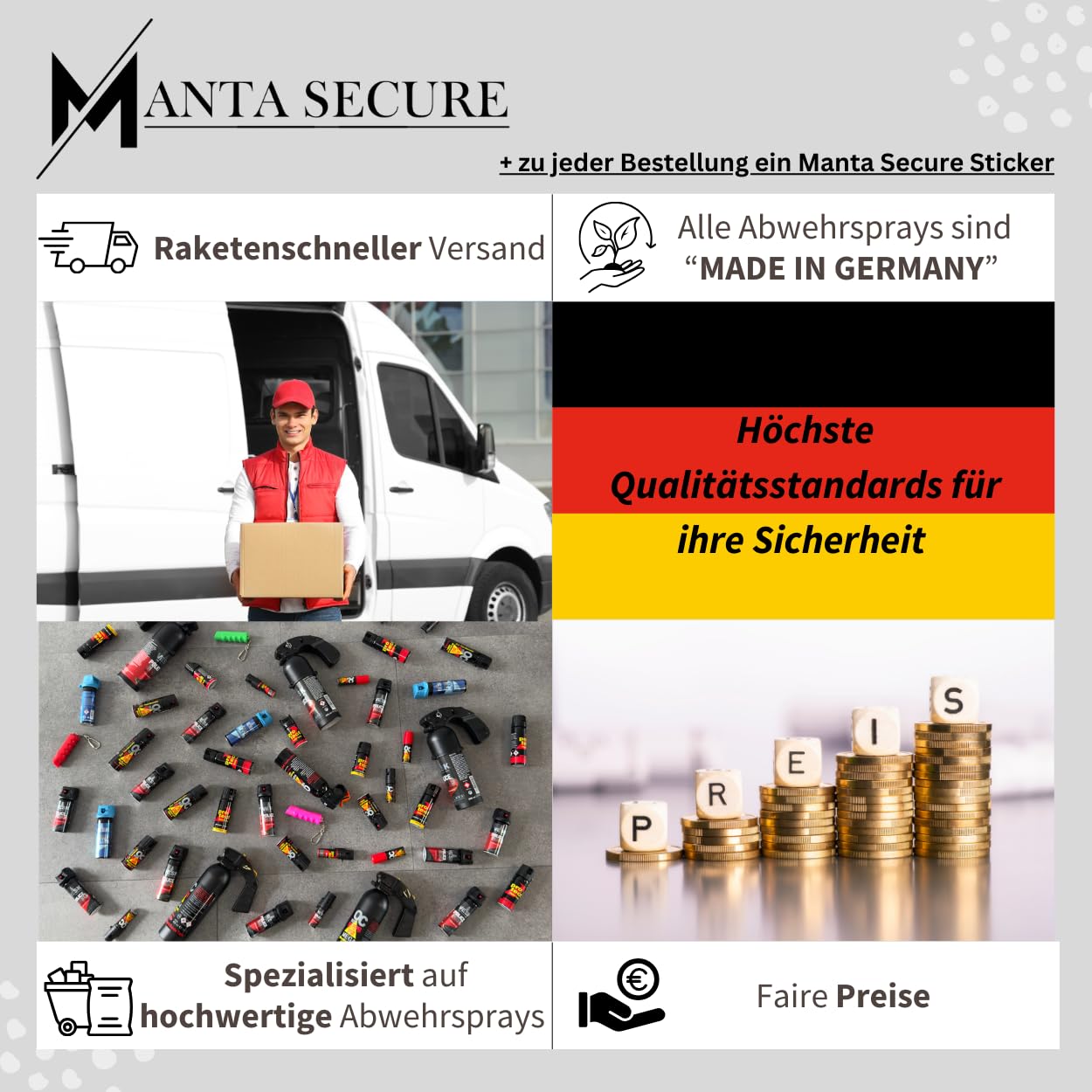 Pfefferspray OC 5000 400 ml Weitstrahl Breitstrahl 7 Meter Reichweite mit Pistolengriff + Coptex Holster Etui Tasche Halterung für Gürtel und Molle-System Nylon schwarz Heimverteidigung