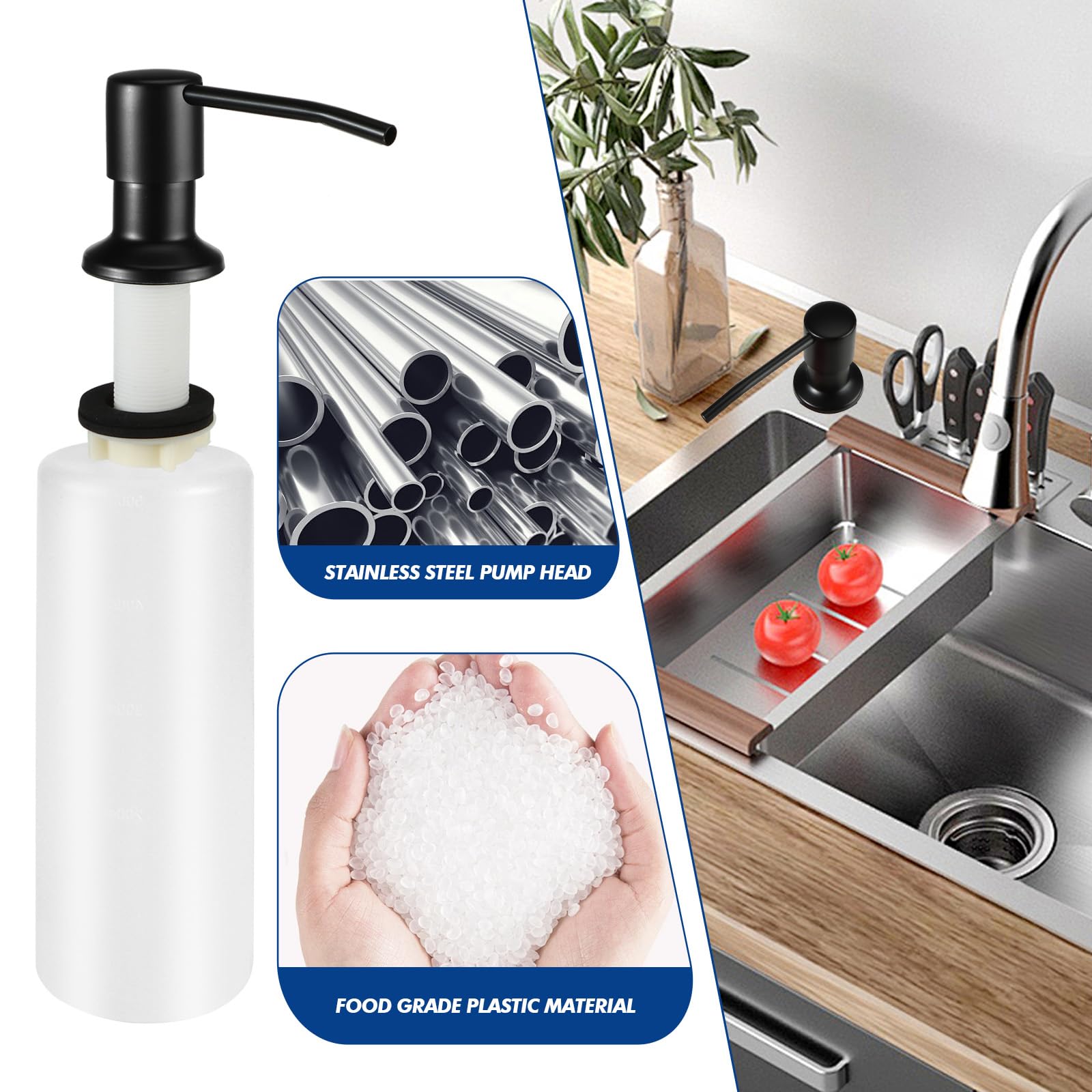 Dispenser Sapone Incasso Per Lavello - Rotante 360°, Flacone 500ml | Acciaio Inox - Foto 10