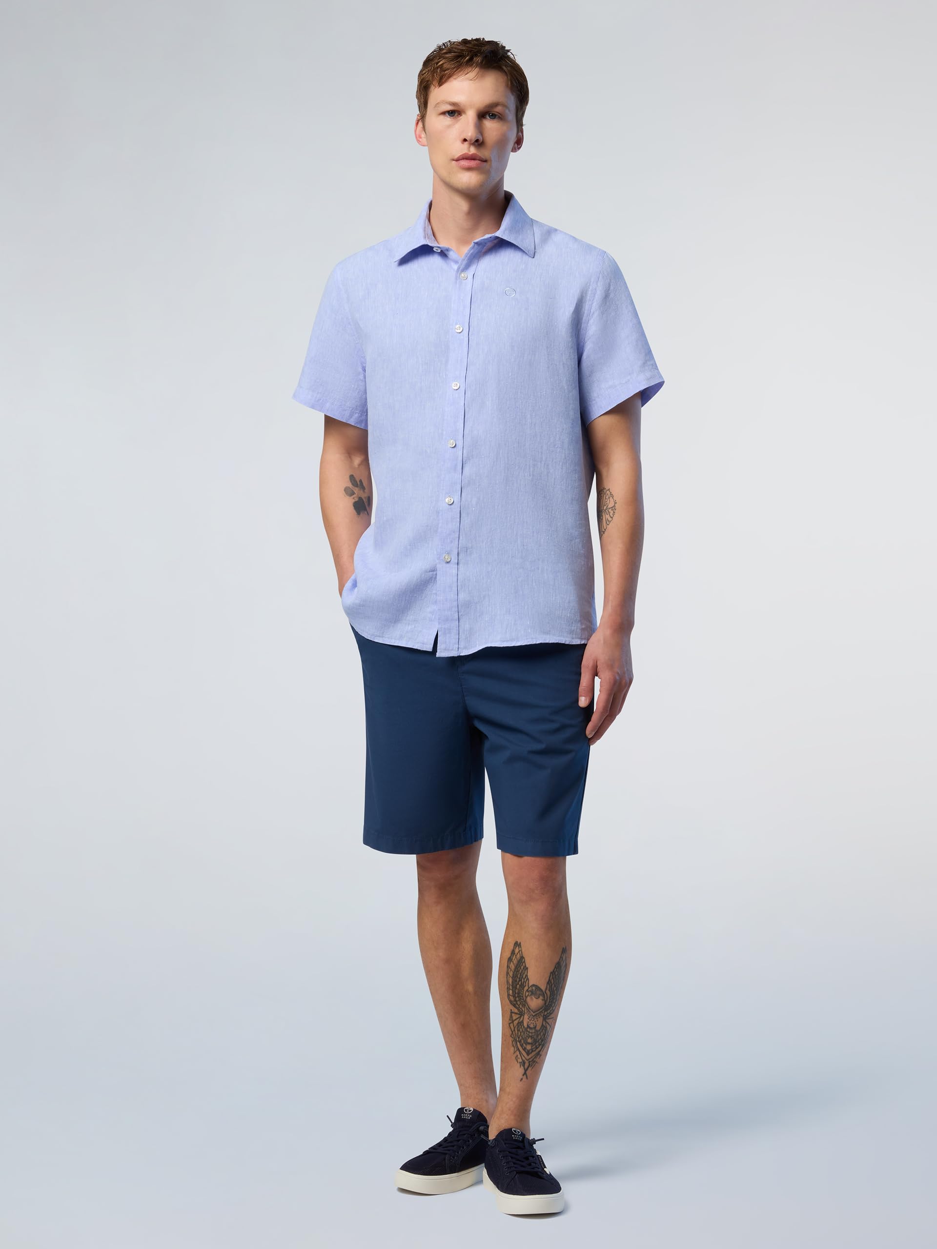NORTH SAILS Camicia Uomo MC in Lino European Flax™ con Logo Ricamato