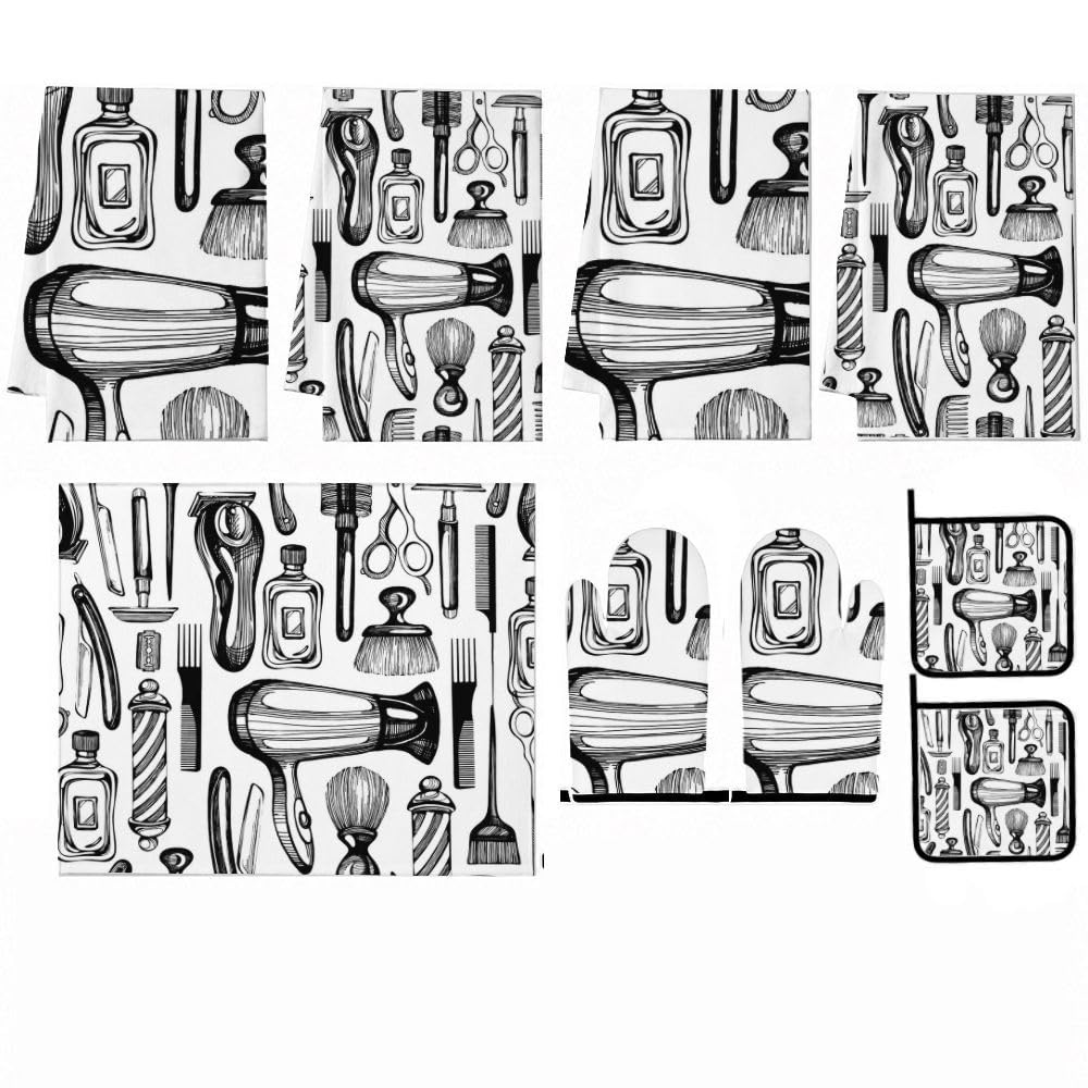 9PCS Barbiere Shop Tools Cucina Decor e Accessori Set