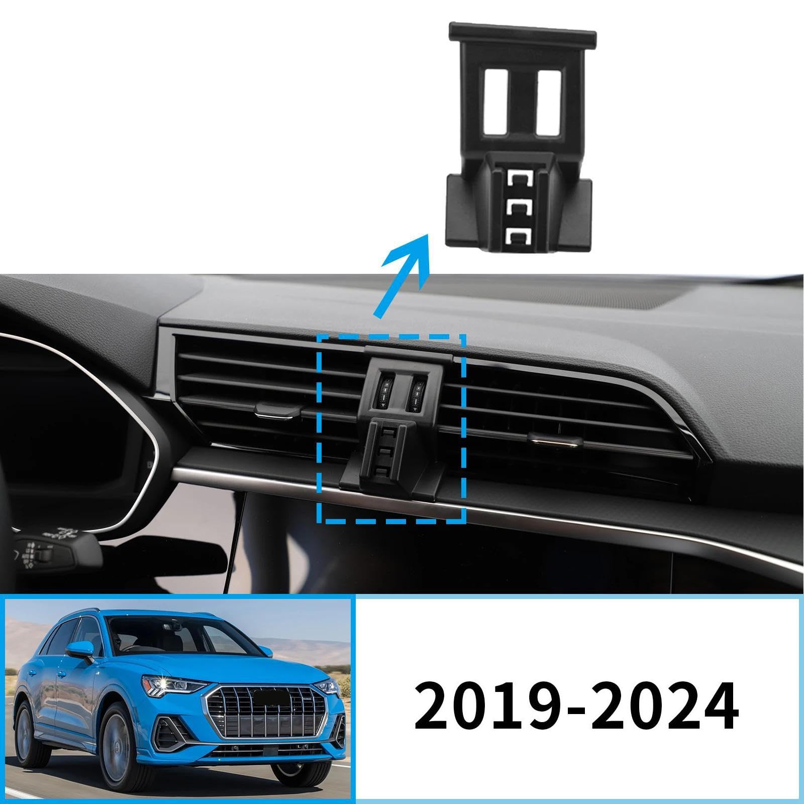 Uchwyt Samochodowy na Telefon dla Audi Q3 2019-2024, uchwyt samochodowy na telefon komórkowy, ekran, stała podstawa, stojak na nawigację GPS (ładowanie)