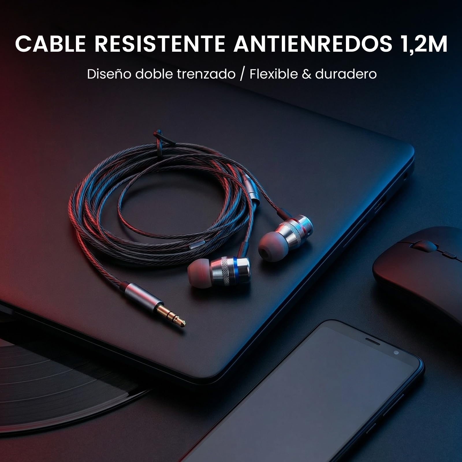 HIFI WALKER Auriculares con Cable Jack de 3,5 mm, Auriculares In-Ear con Controlador Dinámico de 9,2 mm, Carcasa de Aluminio, Auriculares con Reducción de Ruido para Reproductor MP3, Portátil, Tableta