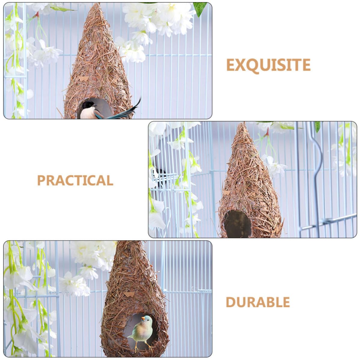 GALPADA Nido Funzione Uccelli e per Paglia da Appenderetrecciata Rustico 5 Pezzi Design di Casa Calda Piccoli Giardino e Balcone