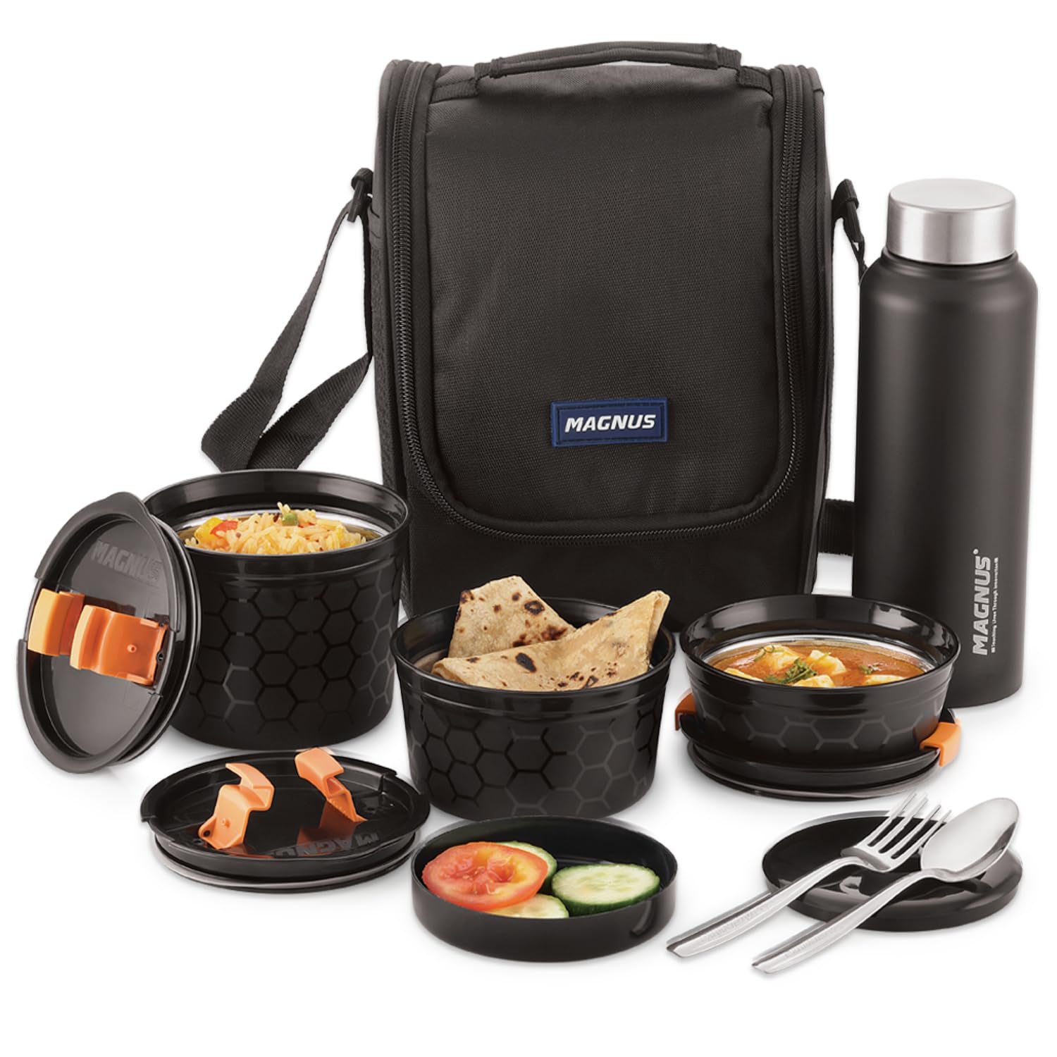 See full amazon price history chart for Magnus Microwave NEO5 Lunch Box with Steel Cutlery, 3 Microwave Safe Inner Steel Containers with Steam Lock Feature 150/300/450 ml, 1 Plastic Chutney Dabba,1 Steel Bottle, Steel Spoon&Fork-Black Magnus Microwave NEO5 Lunch Box with Steel Cutlery, 3 Microwave Safe Inner Steel Containers with Steam Lock Feature 150/300/450 ml, 1 Plastic Chutney Dabba,1 Steel Bottle, Steel Spoon&Fork-Black (B0CSPDJ77F) Amazon Price History, Amazon Price Tracker