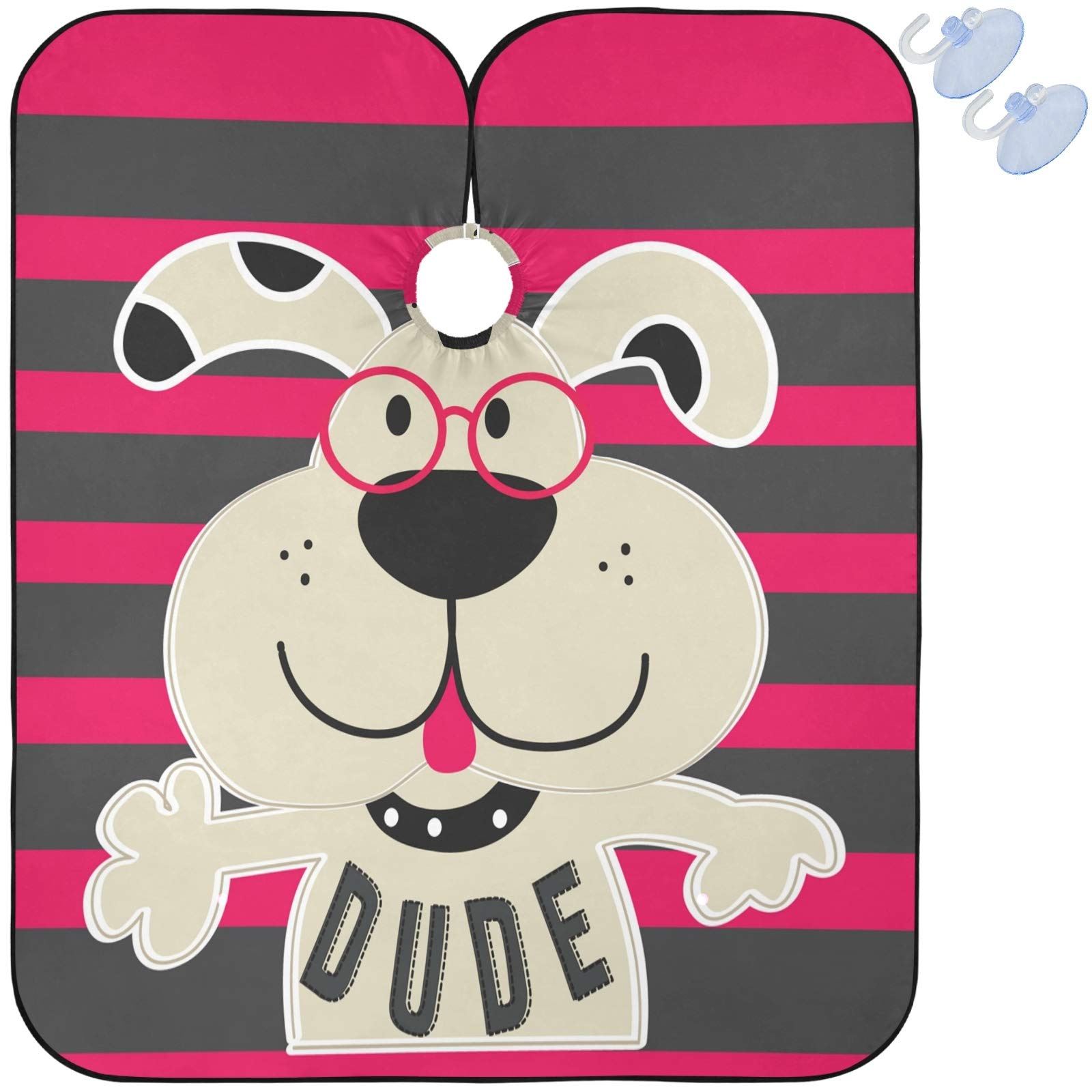 visesunny Barber Cape Funny Dog Cartoon Stripe Polyester Hair Cutting Salon Cape Apron Anti-Static Haircut Water-Resistant Shaving Cloth Beard Shaving Bib Hairdressing Cape