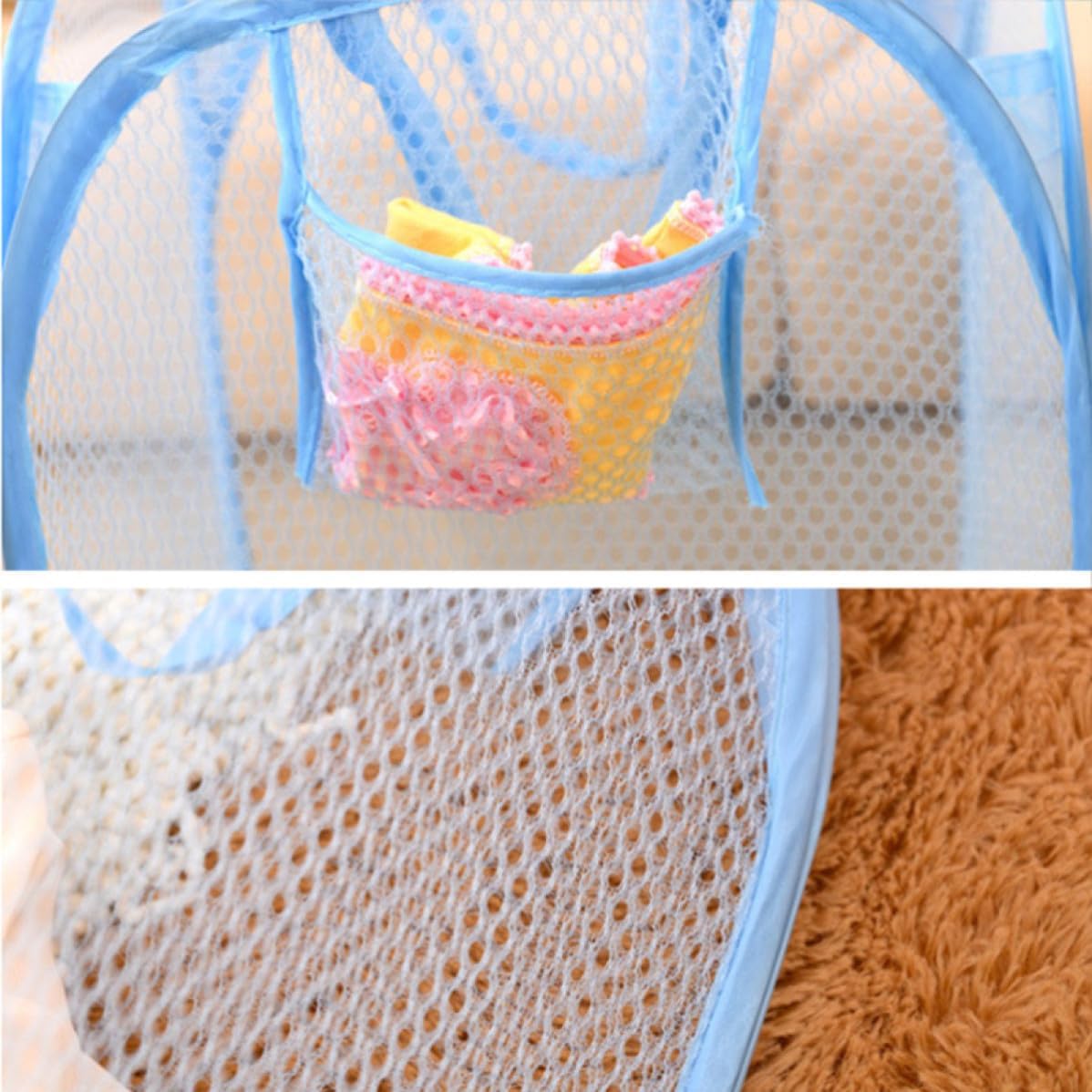 Foldable Mesh Laundry Hamper Basket for Dirty Clothes, Green