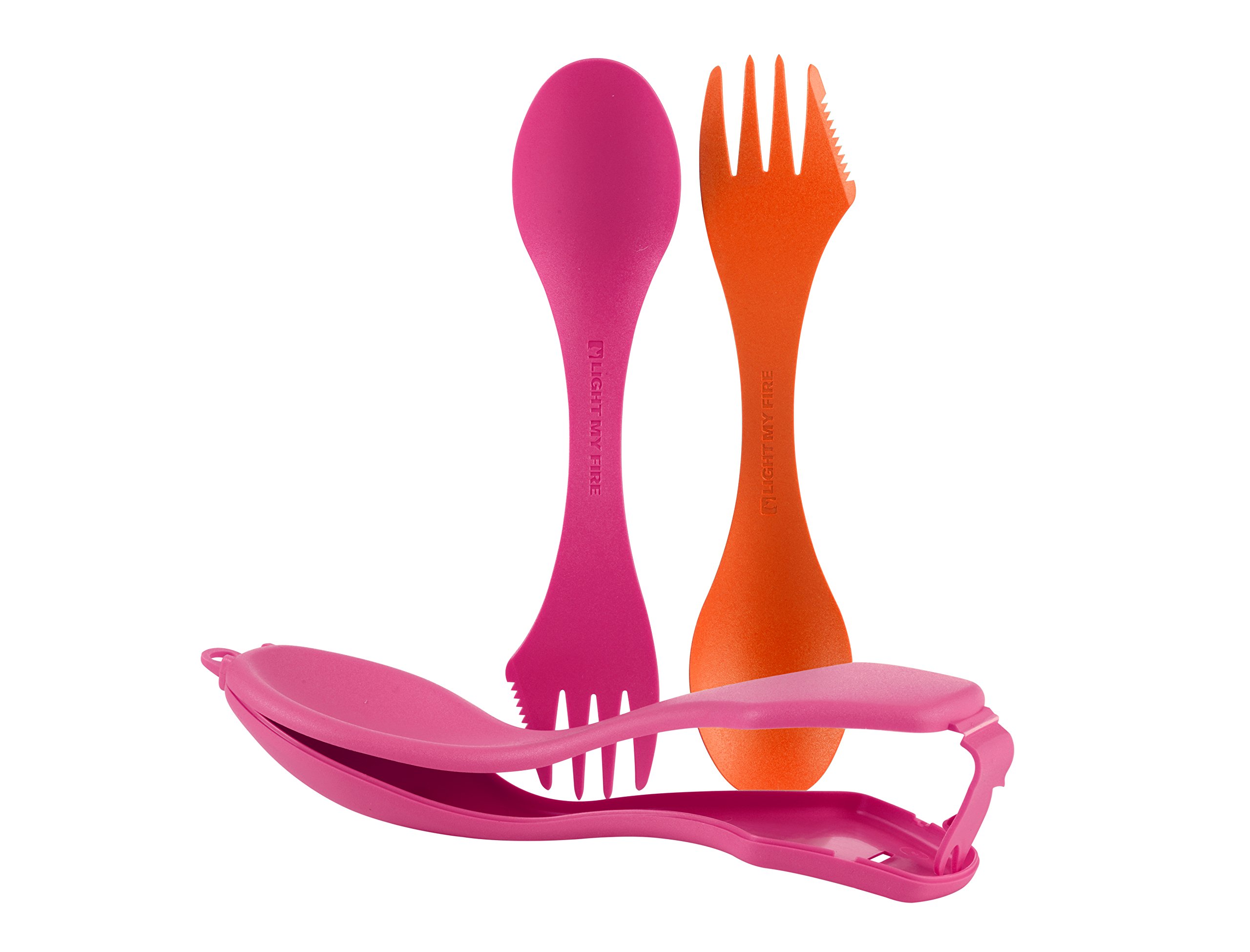 Light My Fire Original BPA-Free Tritan Sporks'n Case, 2-Pack with Case, Orange/Fuchsia
