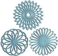 Colinda Set of 3 Turquoise Silicone Trivet Mats - Non-Slip Heat Resistant Hot Pads up to 482°F for Pots, Pans & Countertops