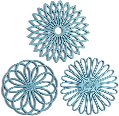 Set of 3 Silicone Trivet Mat - Non-Slip & Heat Resistant...