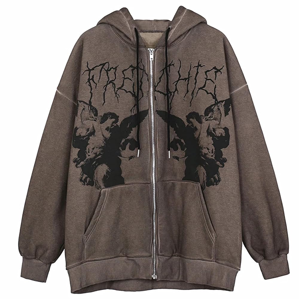 Women Zip Up Hoodie Casual Long Sleeve Y2K Vintage Graphic