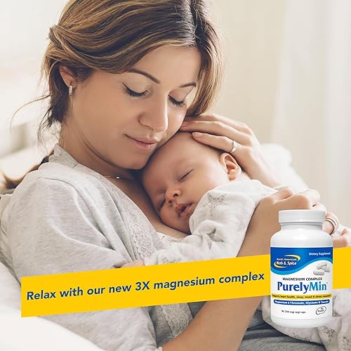 Miniatura 5 de NORTH AMERICAN HERB & SPICE PurelyMin - 90 cápsulas vegi - Complejo de magnesio altamente absorbible + L-teanina - 30 porciones