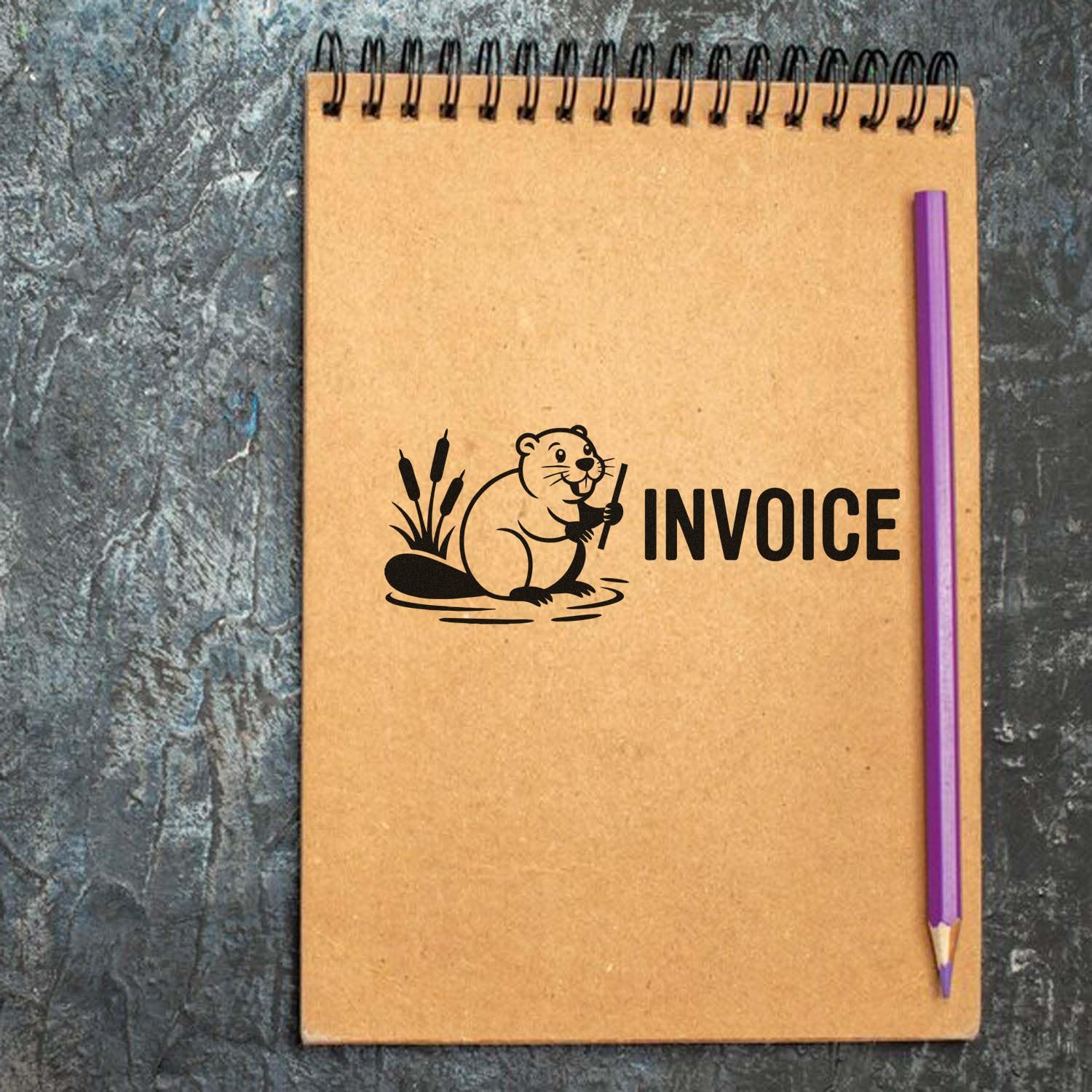 Rustic Foxy Parcel Badge Self-Inking Stamp for Etsy Shop Owners, Small Business Shipping Handmade Gifts; Fox Logo, Return Address, Kraft Mailer Branding: Small Slim Pre-inked 20124-Invoice