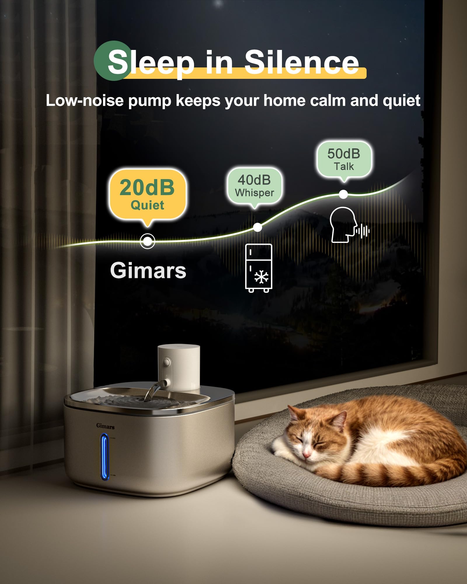 Gimars Fuente para Gatos sin Cable Inoxidable: 3.2L/5000 mAh, Bebedero Gatos con Sensor de Movimiento, Automático Dispensador de Agua Inalámbrico con Batería Recargable, Bomba Ultra Silenciosa