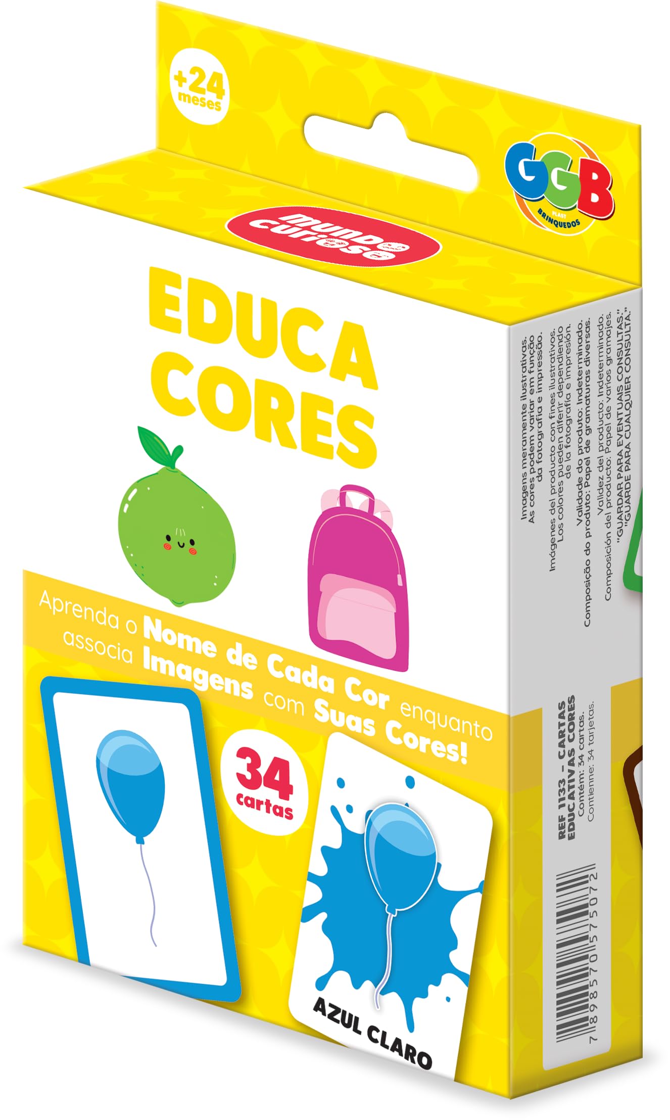 Cartas Educa Cores 34 Cards Grandes GGB Plast | Amazon.com.br