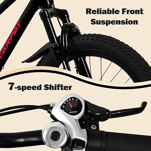 Miniatura 8 de Bicicleta de montaña para niños de 20 pulgadas, bicicleta de montaña para niños y niñas de 8 a 12 años, 7 velocidades para adolescentes, bicicletas