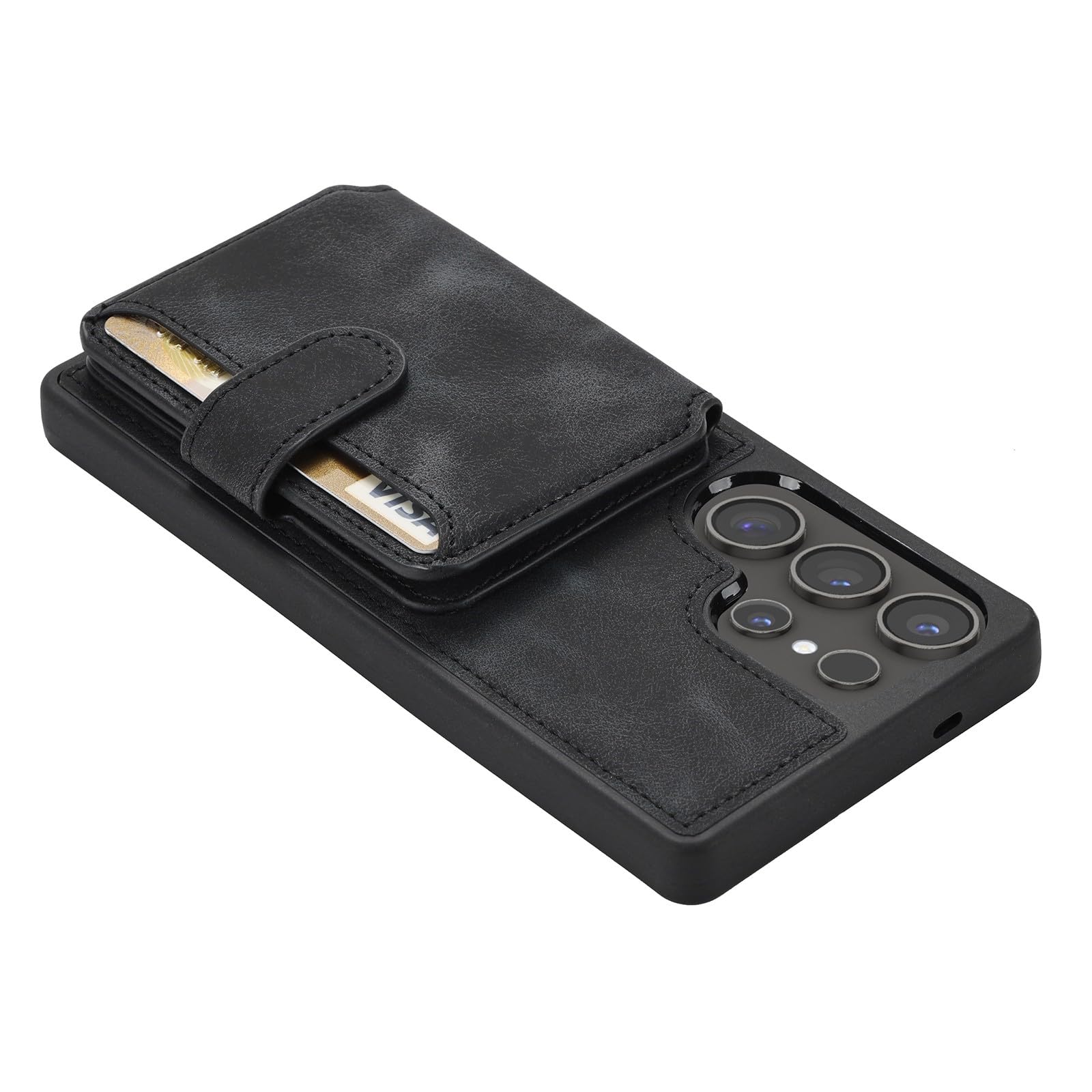 Étui compatible avec Samsung Galaxy S23 FE (couleur : bleu) étui en cuir et silicone avec support arrière