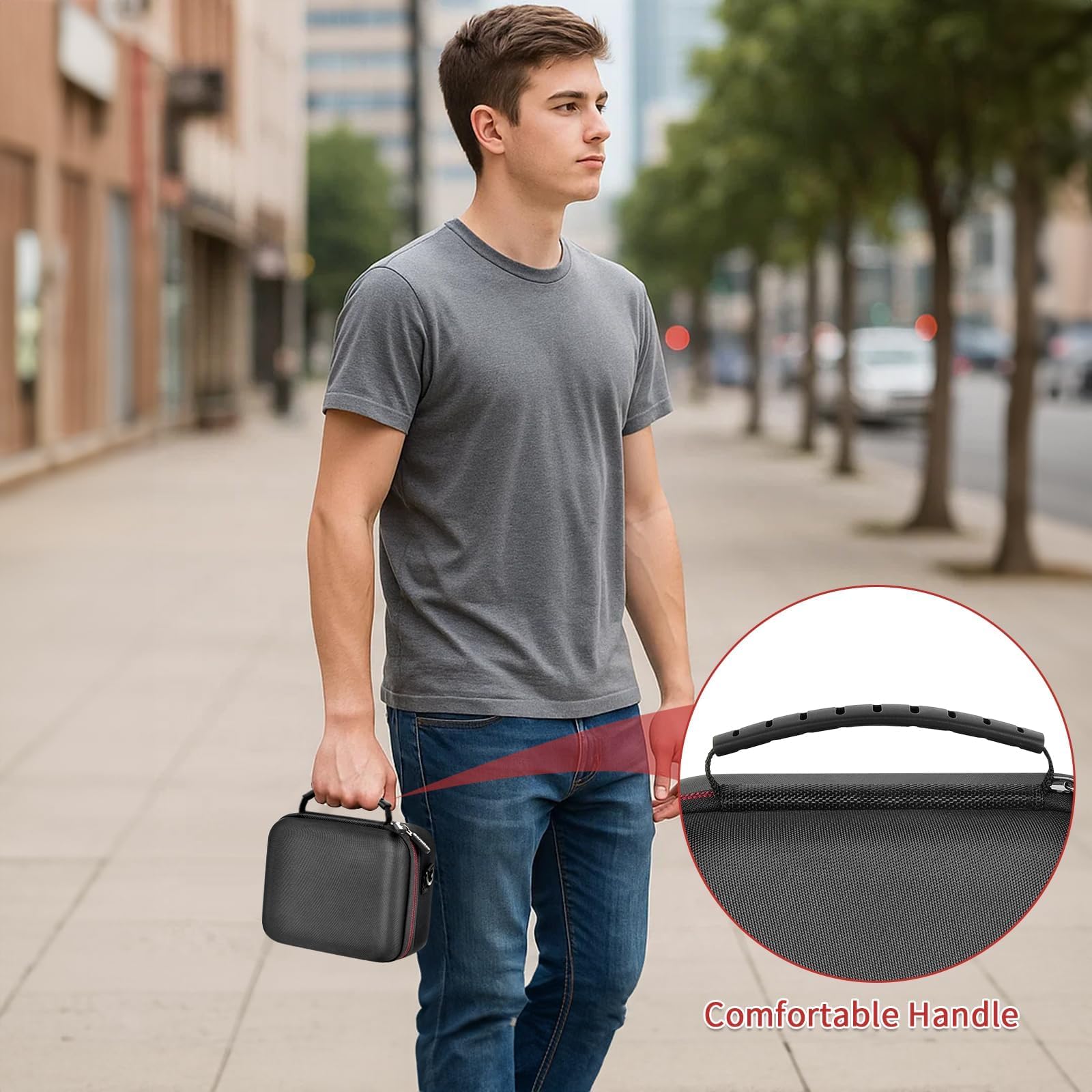 casmilee Custodia per fotocamera digitale mirrorless Sony Alpha ZV-E10 Alpha a6400/ a6700/ a6100/ a6000/ a6600/ a6500, borsa da viaggio rigida con tracolla per obiettivi e accessori (nero, M)