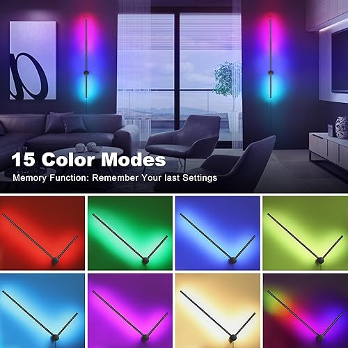 Miniatura 2 de Juego de dos apliques de pared LED RGB con control remoto, 15 modos de color, atenuación, rotación de 180, apliques de pared negros enchufables con