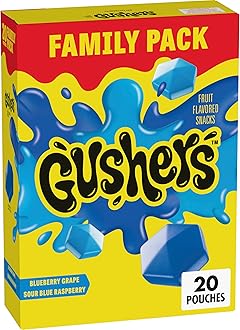 Gushers Fruit Flavored Snacks, Valentine's Day, Blueberry Grape, Sour Blue Raspberry, 20 Ct, 16 oz