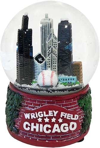 Wrigley Field - Globo de nieve (2.362 in de diámetro), estilo clásico, bola de nieve multicolor de resina, detalles altos de Chicago Skyline con