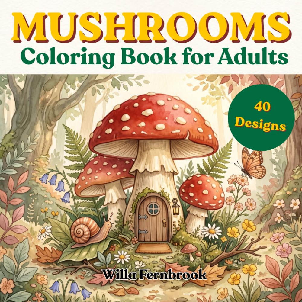Mushroom Coloring Book for Adults: Bold and Detailed Cottagecore Designs — 40 Cozy Woodland Scenes for Relaxation