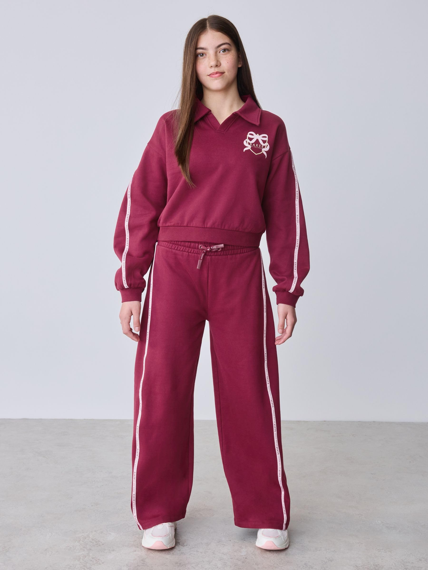 Niñas Conjunto de 2 piezas de pantalones de chándal y sudadera estilo rugby universitario