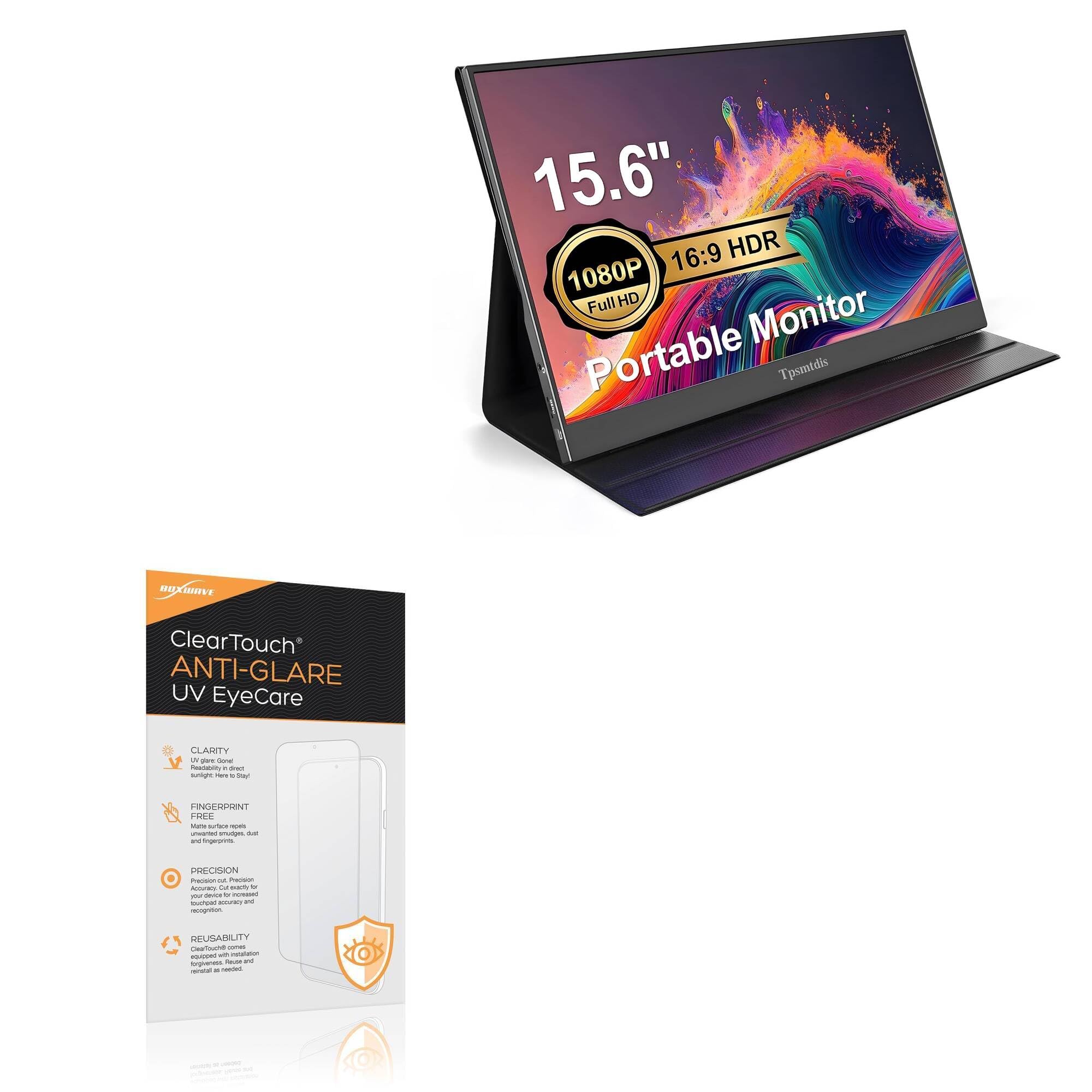 BoxWave Screen Protector Compatible With Tpsmtdis Portable Monitor (15.6 in) - ClearTouch Anti-Glare Anti-UV EyeCare (2-Pack), Filters out Harmful Blue Light Reduce Fatigue