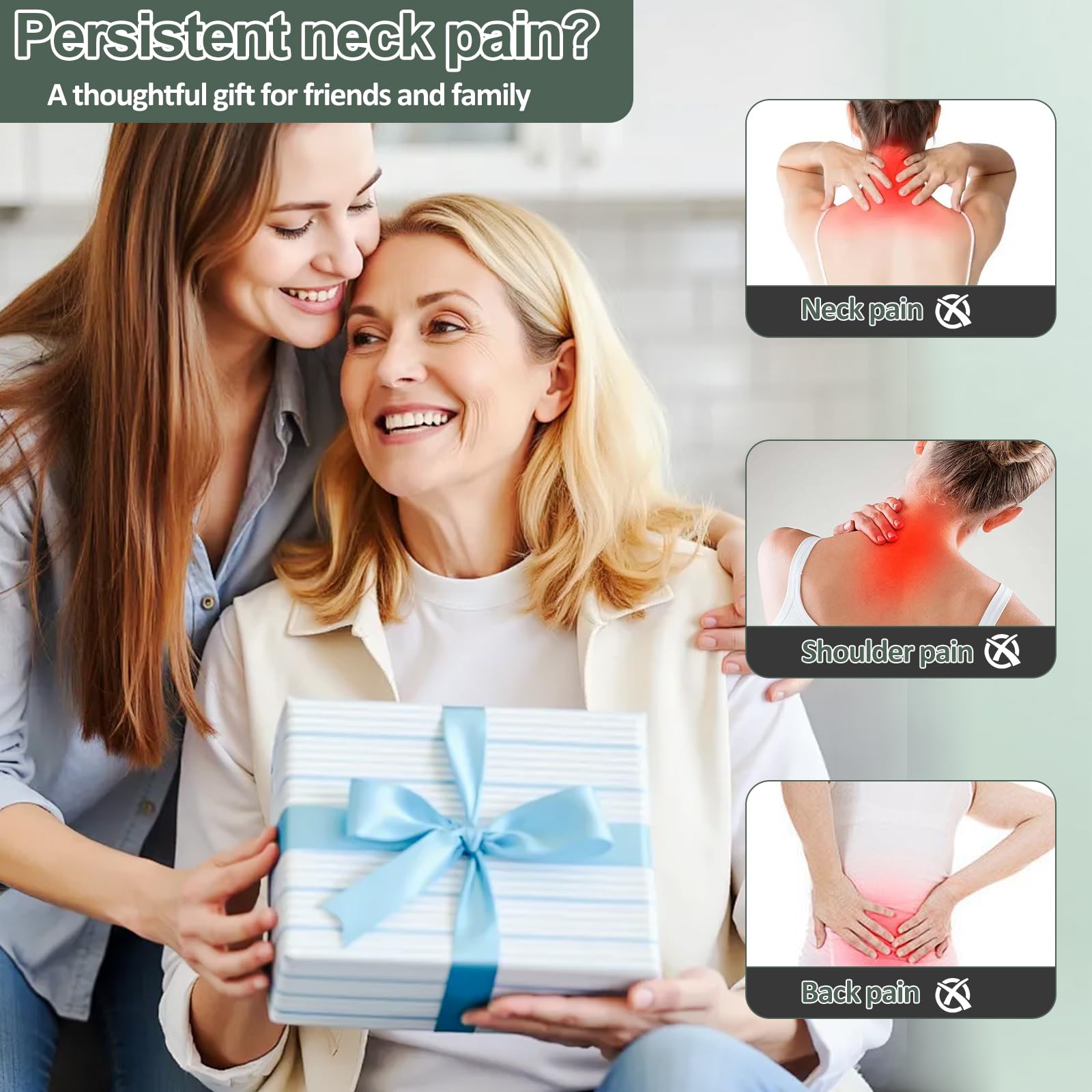 Massagegerät, 4D Nackenmassagegerät mit Wärme, Elektrisches Schulter massagegerät, 3 Massagegrade & 2 Temperaturstufen, Lindert Muskelverspannungen und Ermüdung, für Zuhause, BüRo, Reisen