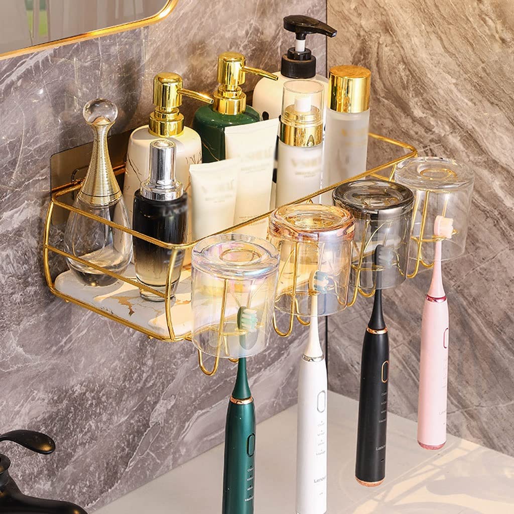 Portaspazzolino da Parete Porta del denti spazzolino da bagno Porta di spazzolino montato a parete multifunzionale portatore di spazzolino con bosca Scatola di Immagazzinaggio Dello Scaffale di Immag