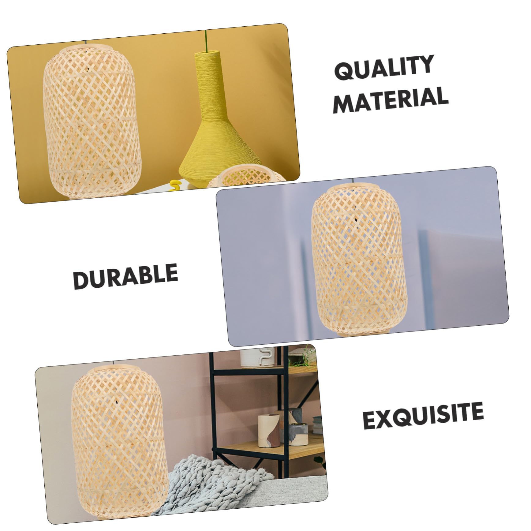 LIFKOME Pantalla De Lámpara Rústica Colgante De Bambú Hexagonal 20x30 Cm, Protección Natural, Decoración Interior Hogar, Efecto Luz Cálida, Accesorio Práctico