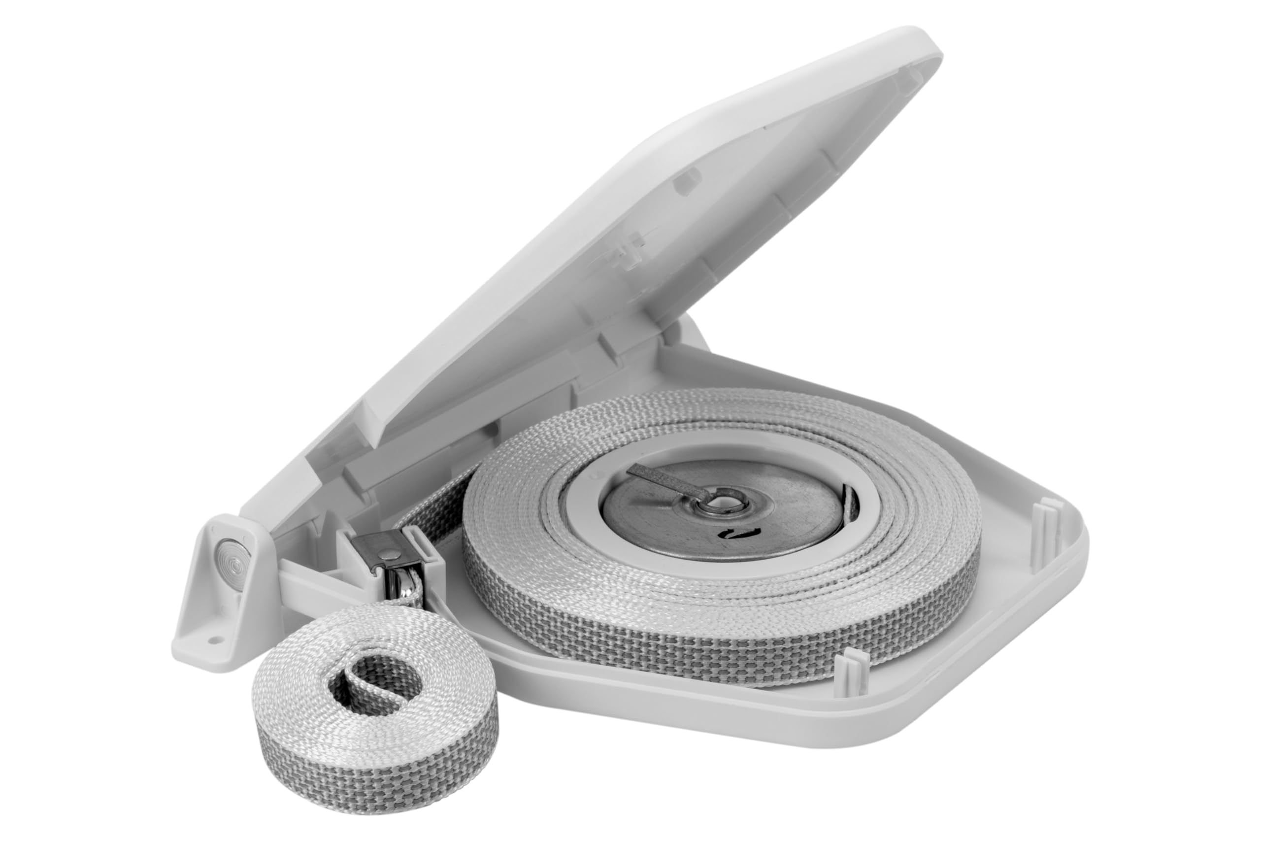 Schellenberg 50147 Flexo Mini avvolgitore per cinture ad ingranaggi con 9 m di fettuccia, bianco