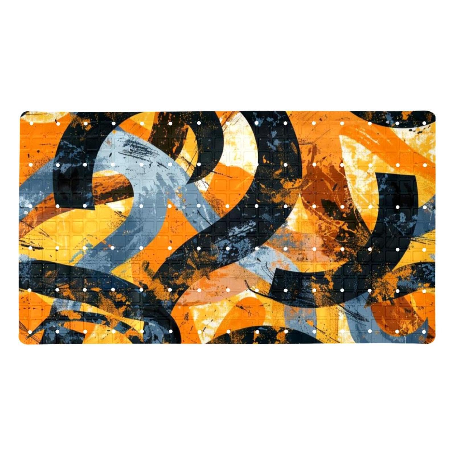 Alfombrilla para bañera Colorido Fun Letters extra larga de PVC antideslizante con ventosas