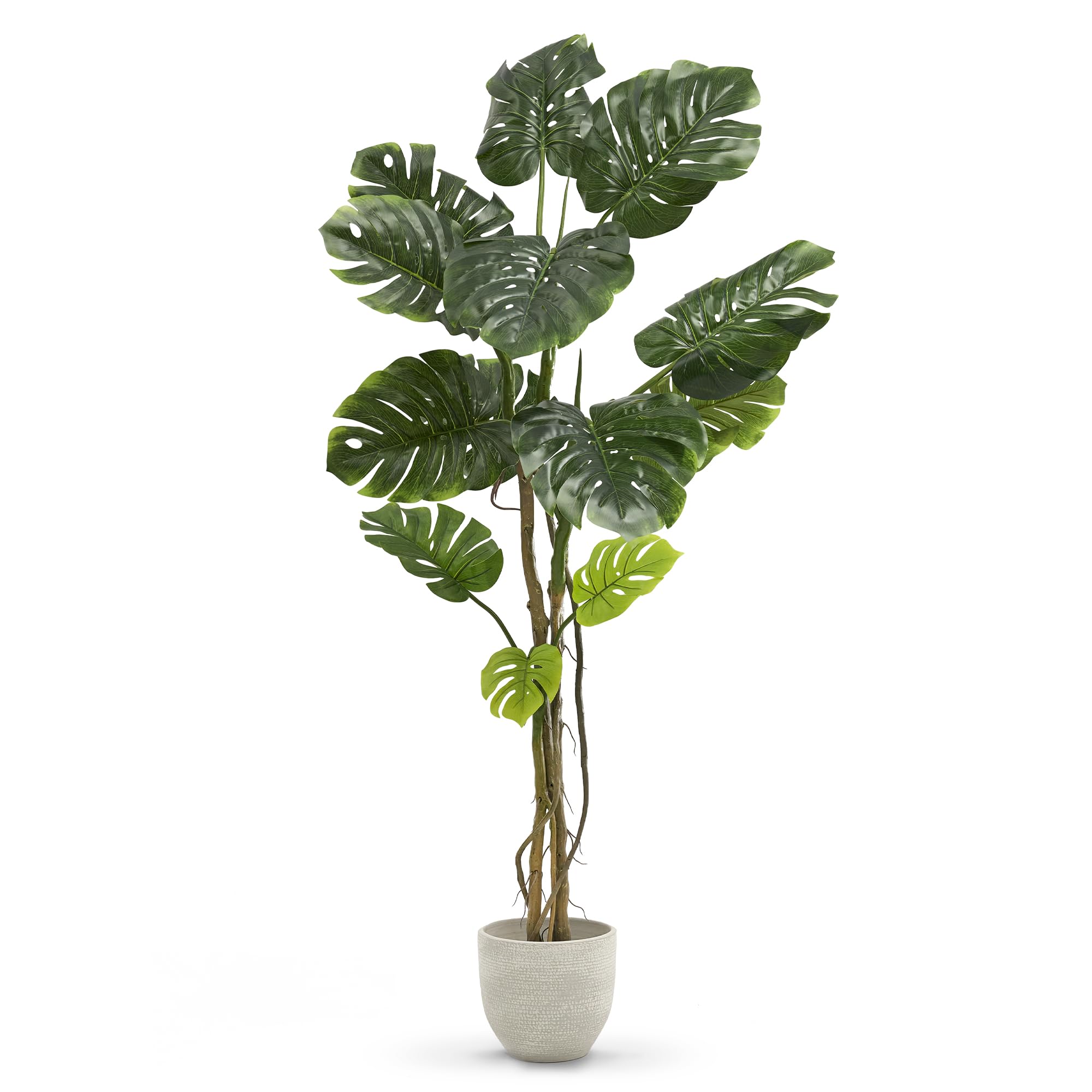 Maia Shop Monstera Künstlich 180 cm - Kunstpflanze wie Echt | Große Kunstpflanze mit Realistischen Blättern für Wohnzimmer Flur und Büro - Schwarzer Topf Inklusive