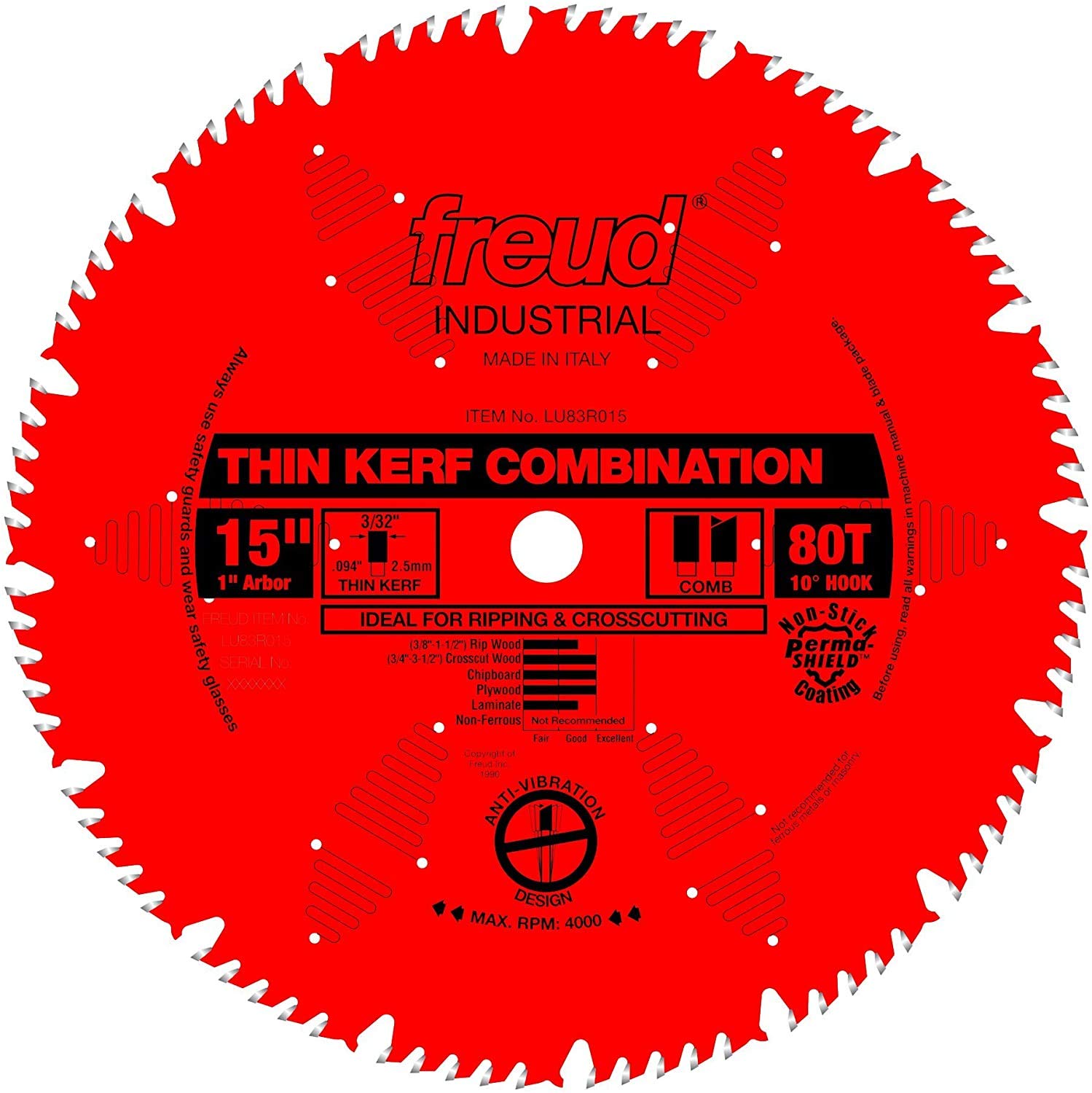 Freud LU83R015 15X80X1 Peine fino KERF rojo, multicolor, talla única